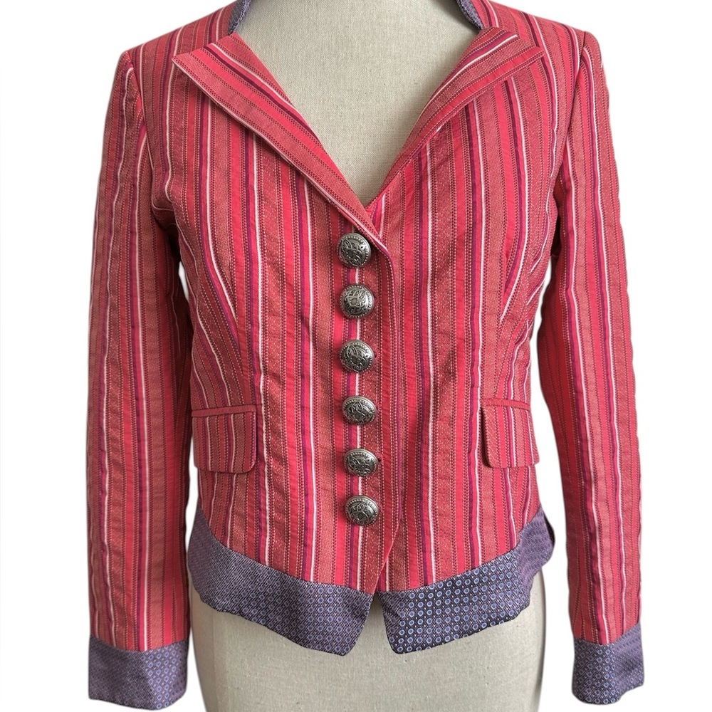 Etro Milano Women's Fitted Striped Blazer Jacket Size 44 - Picture 2 of 16